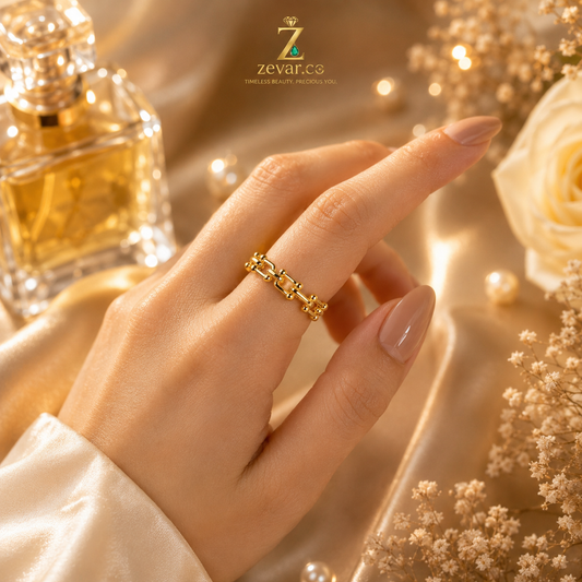 Luxury Gold Chain Link Open Ring | Zevar Co.