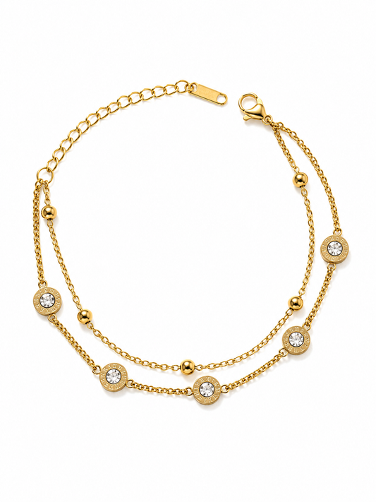 Roman Crystal Double-Layer Bracelet