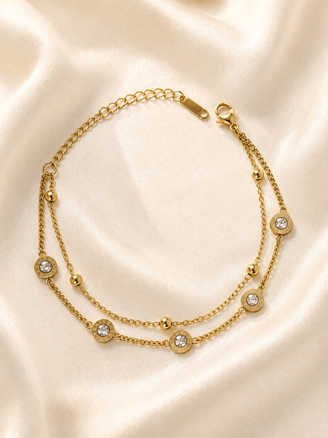 Roman Crystal Double-Layer Bracelet