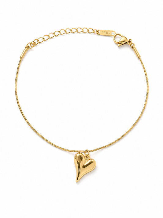 Sculpted Heart Snake Chain Bracelet