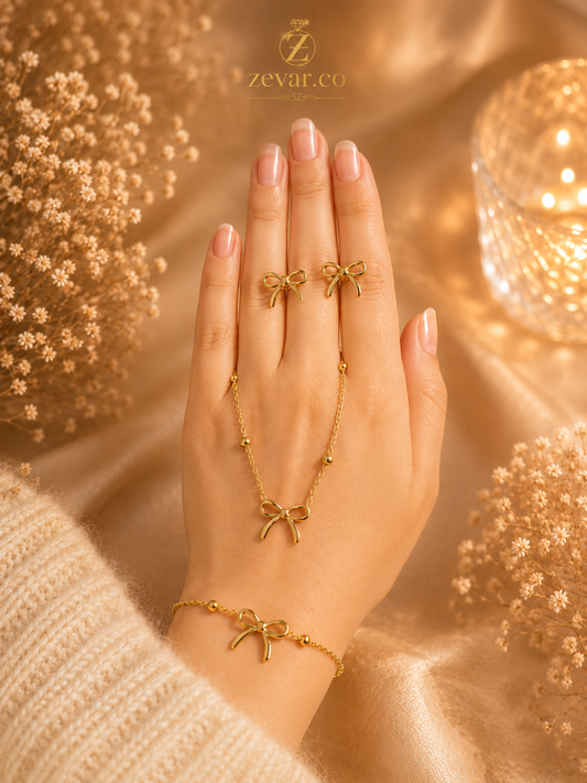 Golden Bow Jewelry Set | Zevar Co.