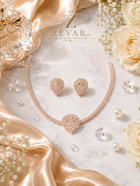 Crystal Heart Tennis Jewelry Set | Zevar Co.