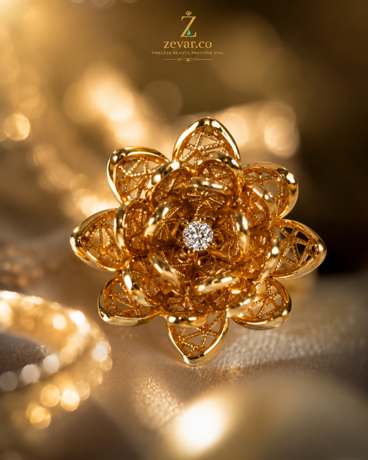 Luxury Golden Bloom Statement Ring | Zevar Co.