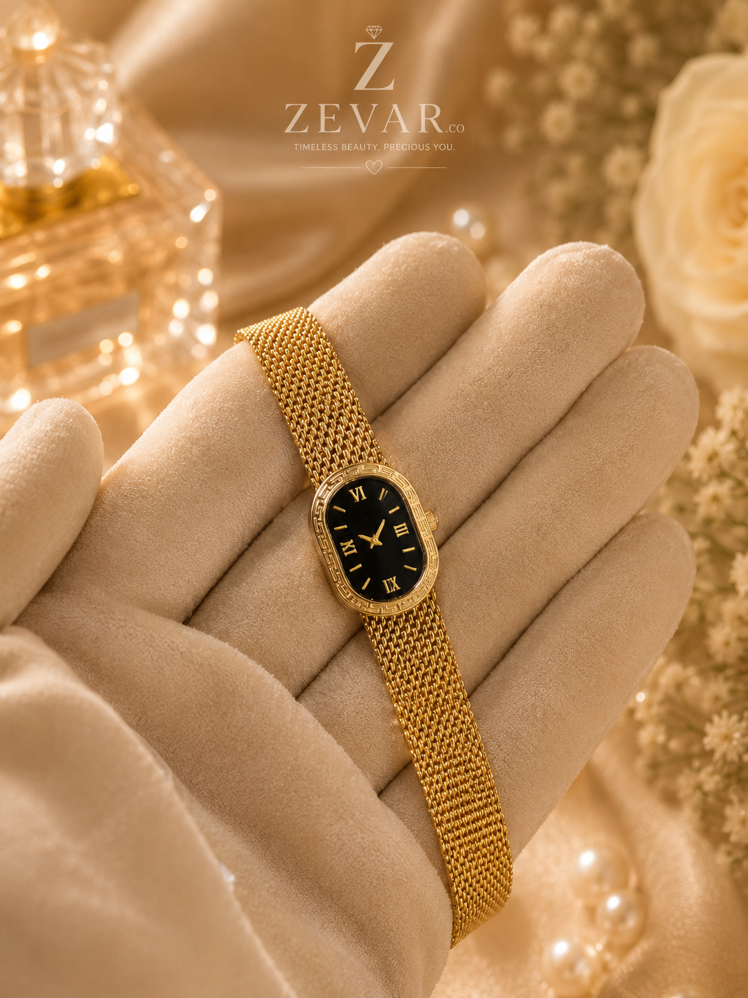 Vintage Gold Mesh Bracelet Watch | Zevar Co.