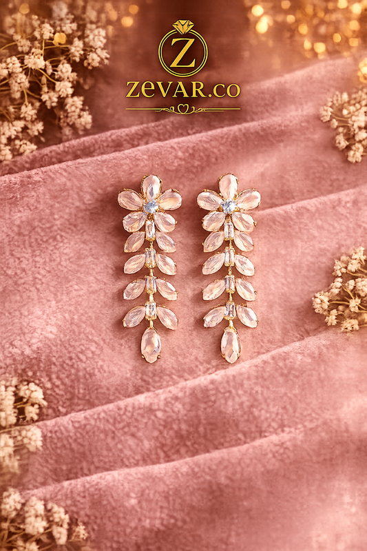 Blush Blossom Drop Earrings - Gold Tone | Zevar Co.
