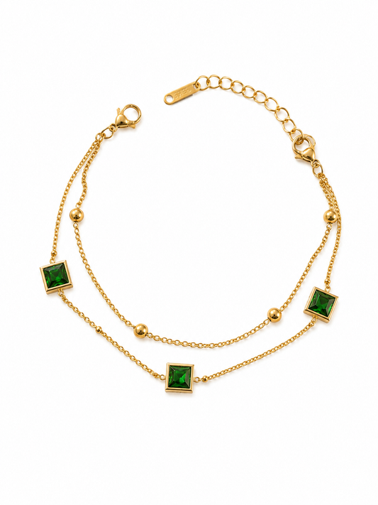 Emerald Green Double-Layer Bracelet