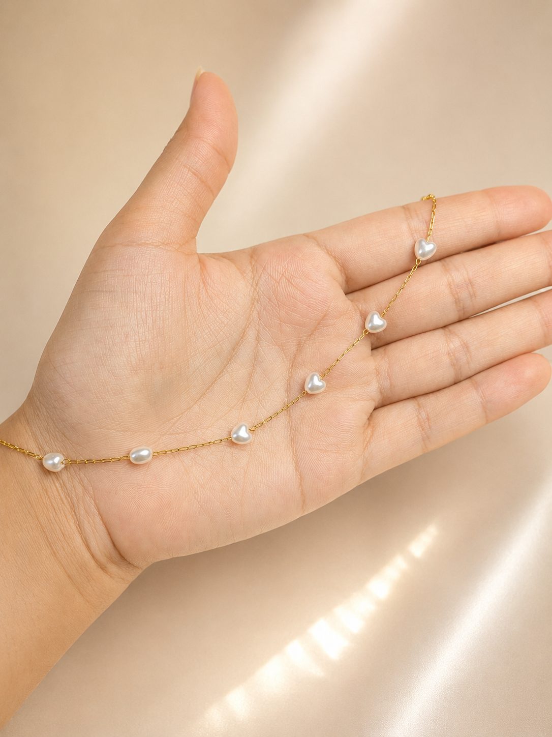 Pearl Heart Permanent Bracelet