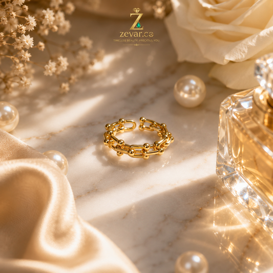 Luxury Gold Chain Link Open Ring | Zevar Co.