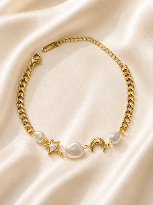 Celestial Pearl Charm Bracelet
