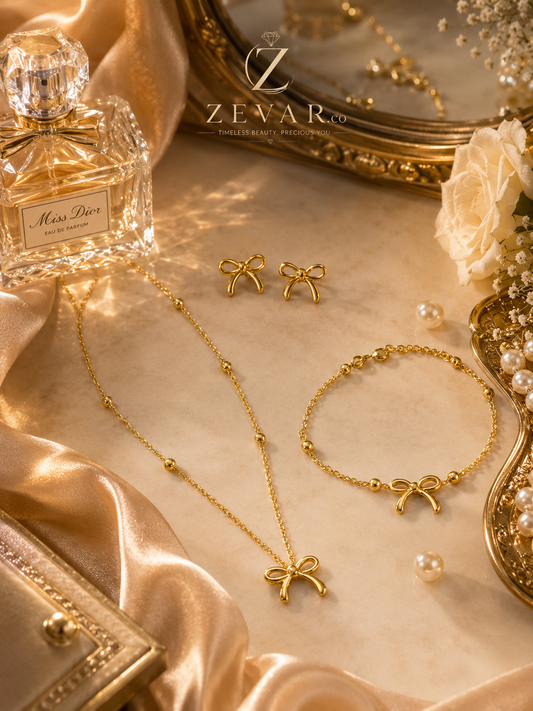 Golden Bow Jewelry Set | Zevar Co.