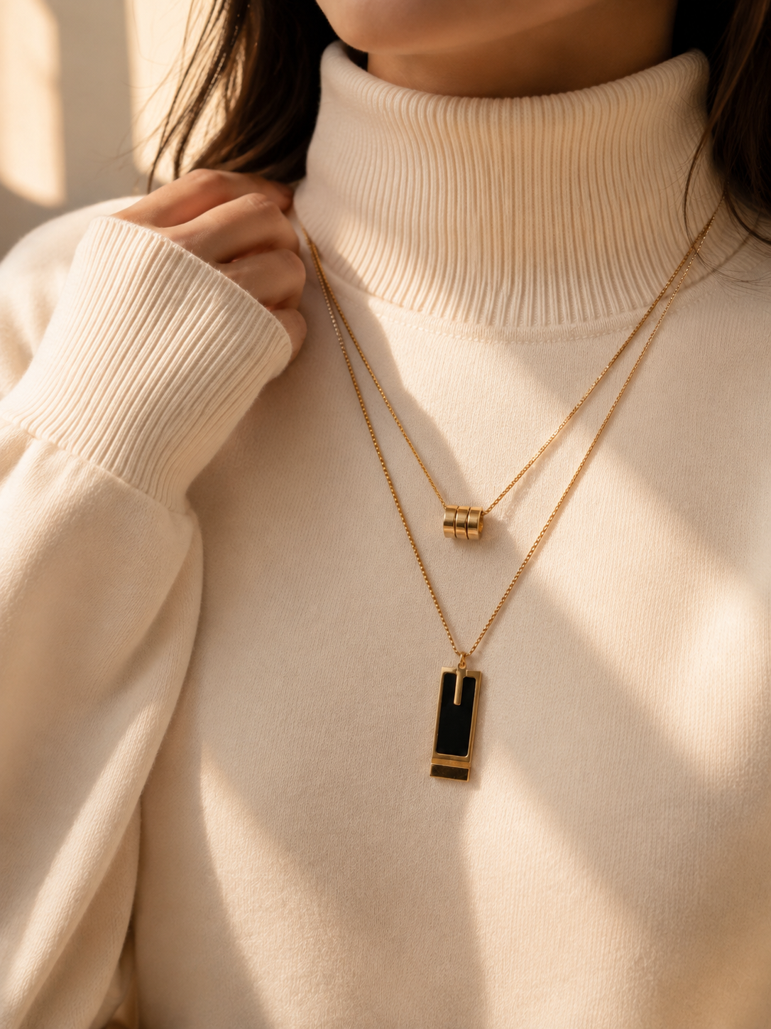 Black Bar Pendant Necklace