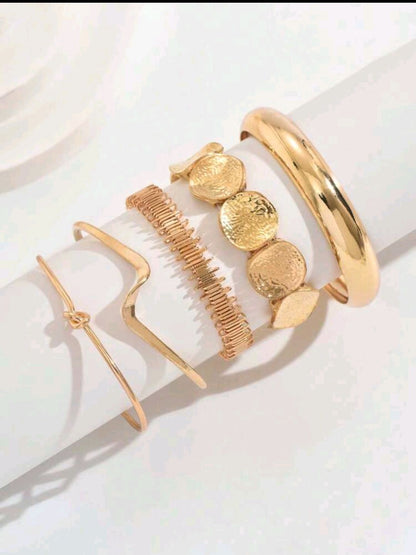 Golden Luxe Bracelet Stack - Statement Layered Bracelet Set
