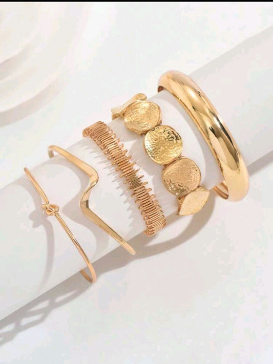 Golden Luxe Bracelet Stack - Statement Layered Bracelet Set