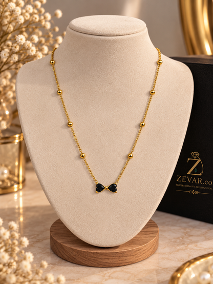 🖤 Black Bow Crystal Necklace