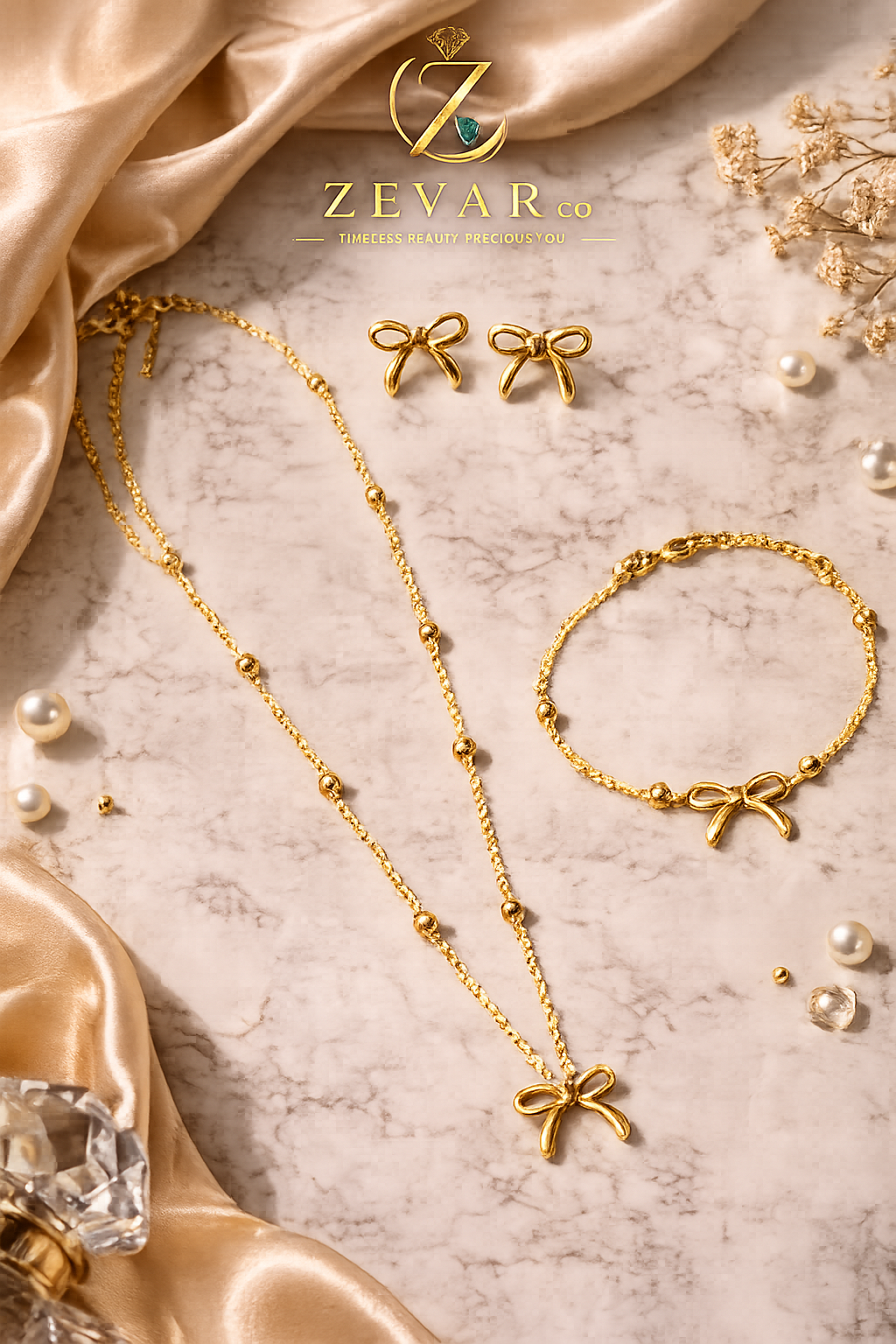 Golden Bow Jewelry Set | Zevar Co.