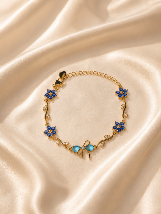 Blue Floral Bow Bracelet