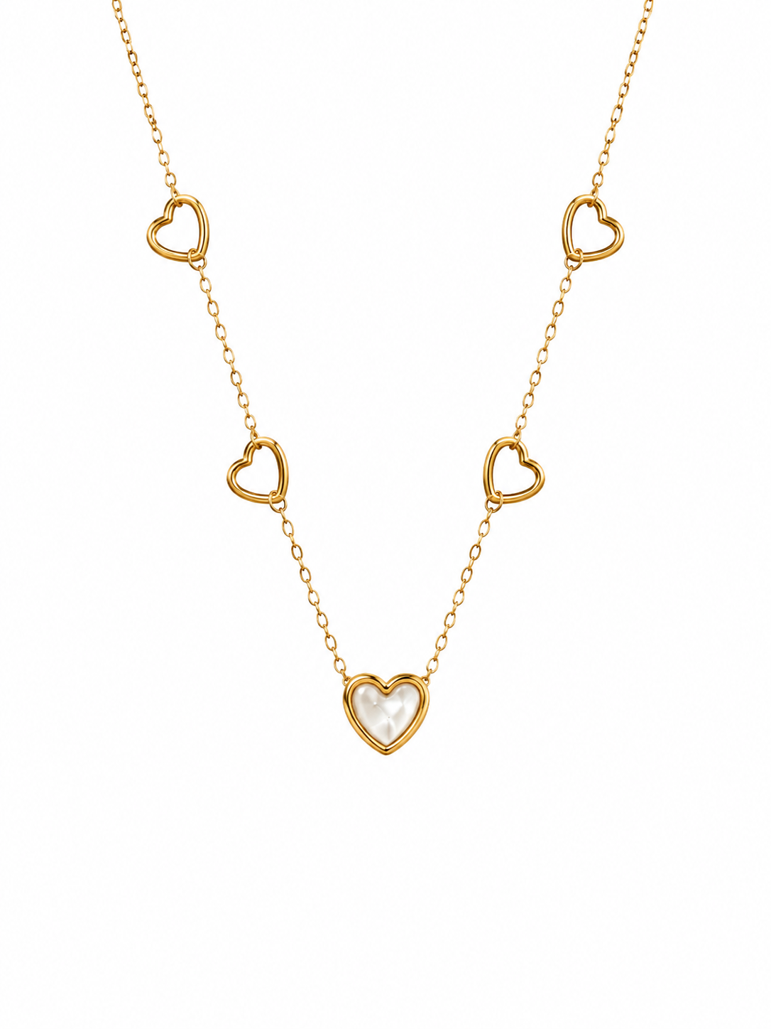 Heart Link Pearl Pendant Necklace