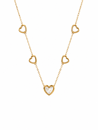 Heart Link Pearl Pendant Necklace