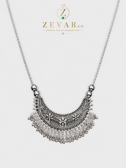 Vintage Oxidized Floral Statement Necklace | Zevar Co