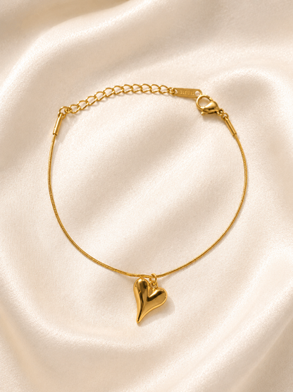 Sculpted Heart Snake Chain Bracelet