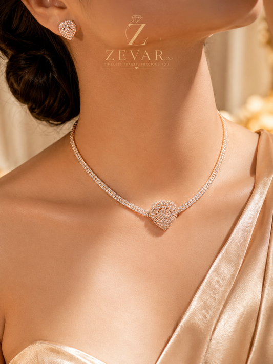 Crystal Heart Tennis Jewelry Set | Zevar Co.