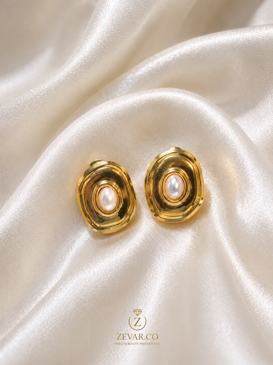 Pearl Orbit Stud Earrings | Stainless Steel | Zevar Co.