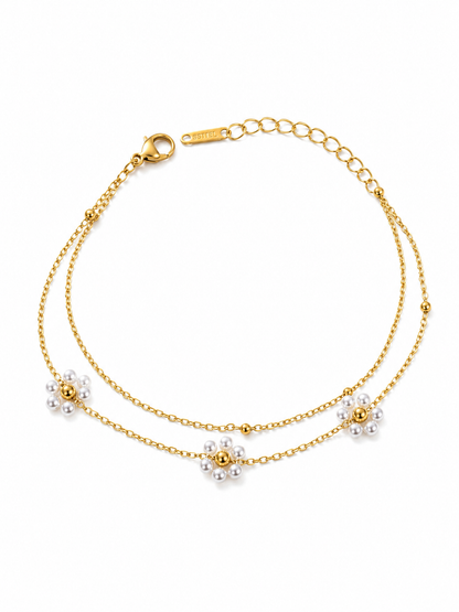 Pearl Blossom Double-Layer Bracelet