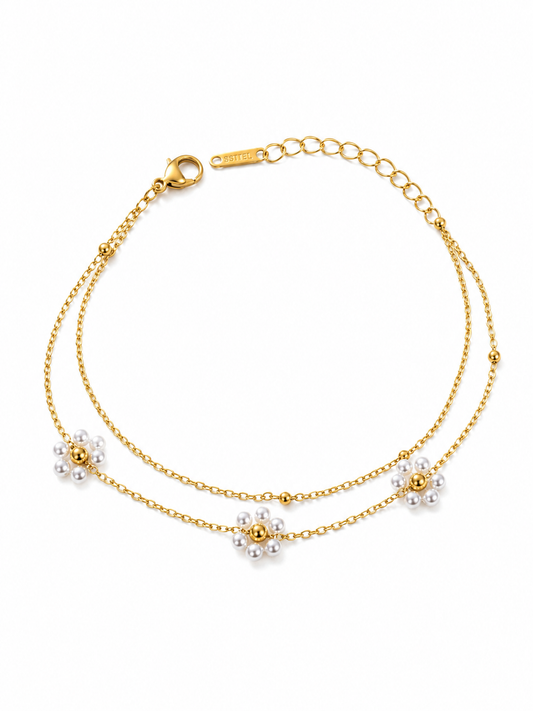 Pearl Blossom Double-Layer Bracelet