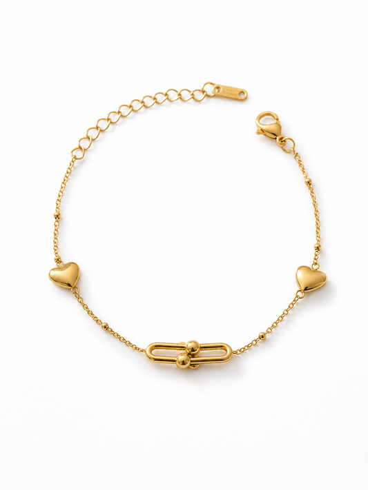 Heart Link Charm Bracelet