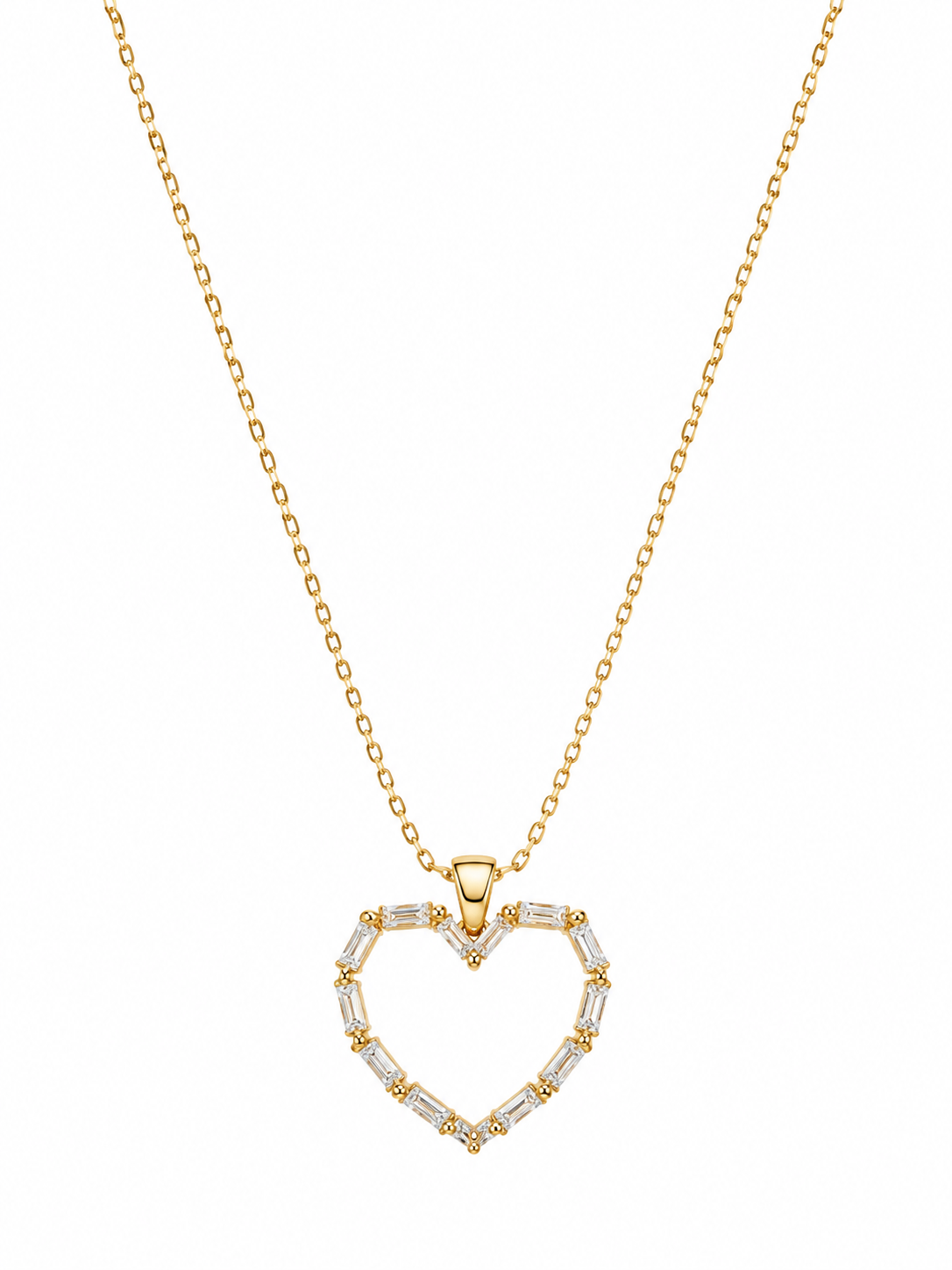 Crystal Heart Link Pendant Necklace