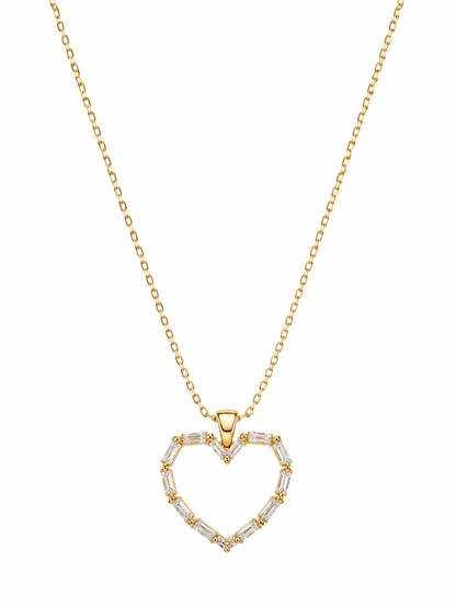 Crystal Heart Link Pendant Necklace