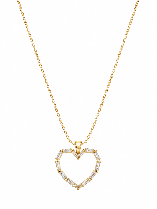 Crystal Heart Link Pendant Necklace