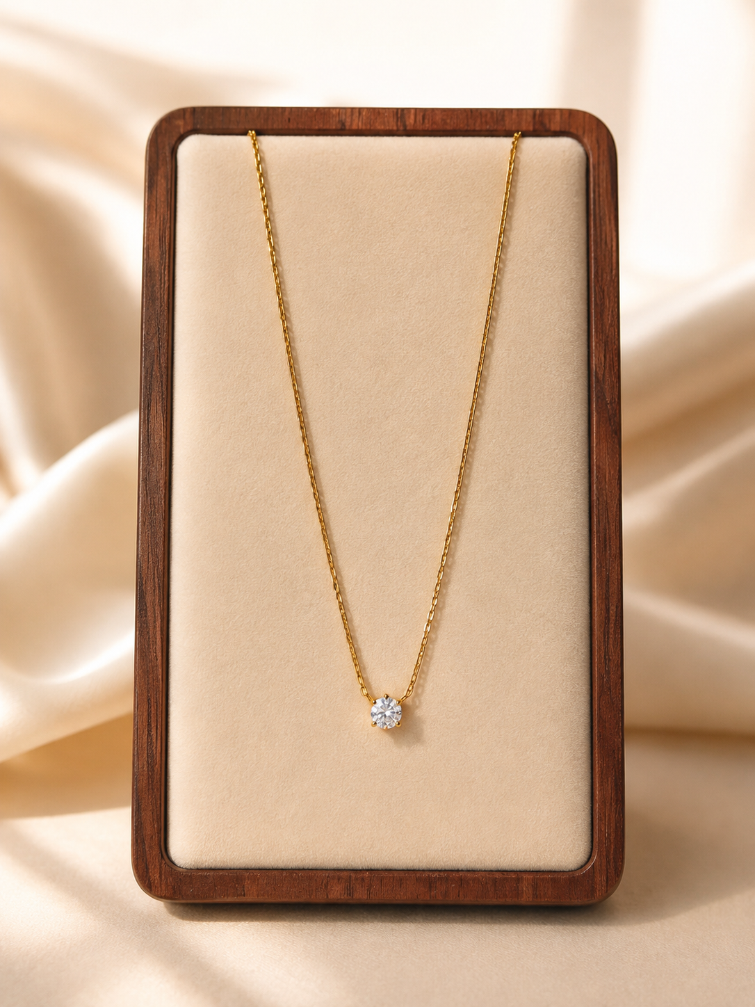 Classic Solitaire Crystal Pendant Necklace