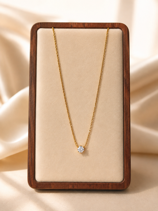 Classic Solitaire Crystal Pendant Necklace