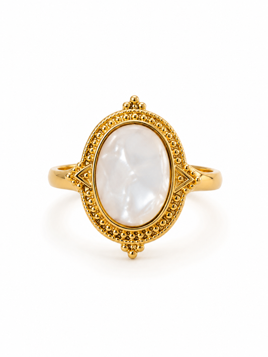 Vintage Pearl Oval Statement Ring