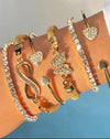 Crystal Heart & Butterfly Bracelet - Gold-Tone Charm Bracelet