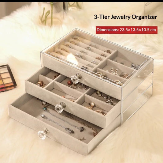Acrylic 3 drawer jewelry organizer