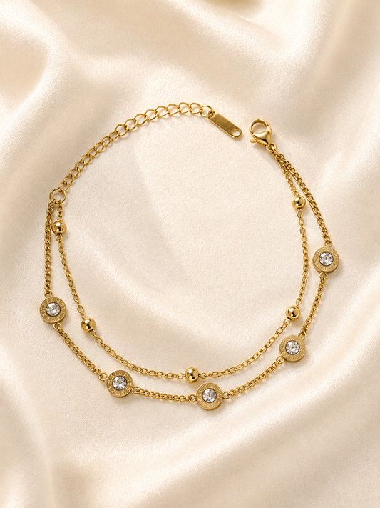 Roman Crystal Double-Layer Bracelet