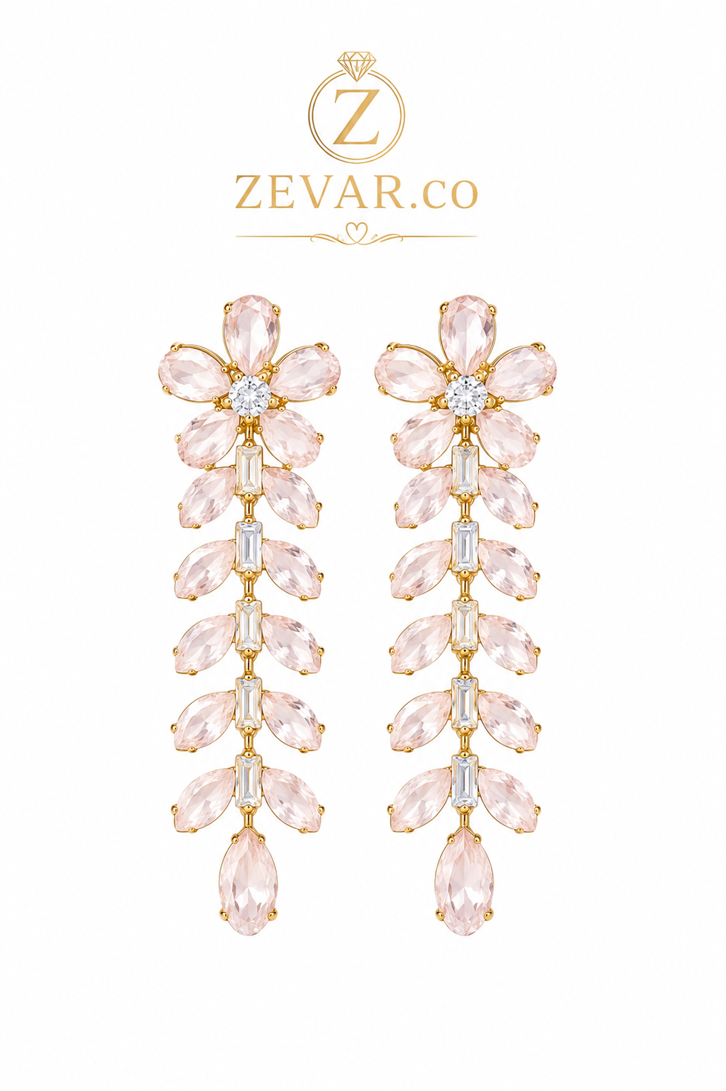 Blush Blossom Drop Earrings - Gold Tone | Zevar Co.
