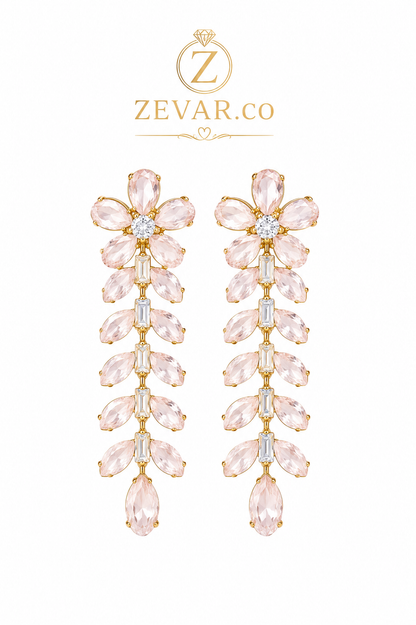 Blush Blossom Drop Earrings - Gold Tone | Zevar Co.