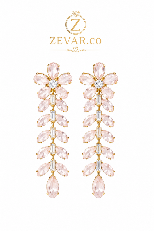 Blush Blossom Drop Earrings - Gold Tone | Zevar Co.
