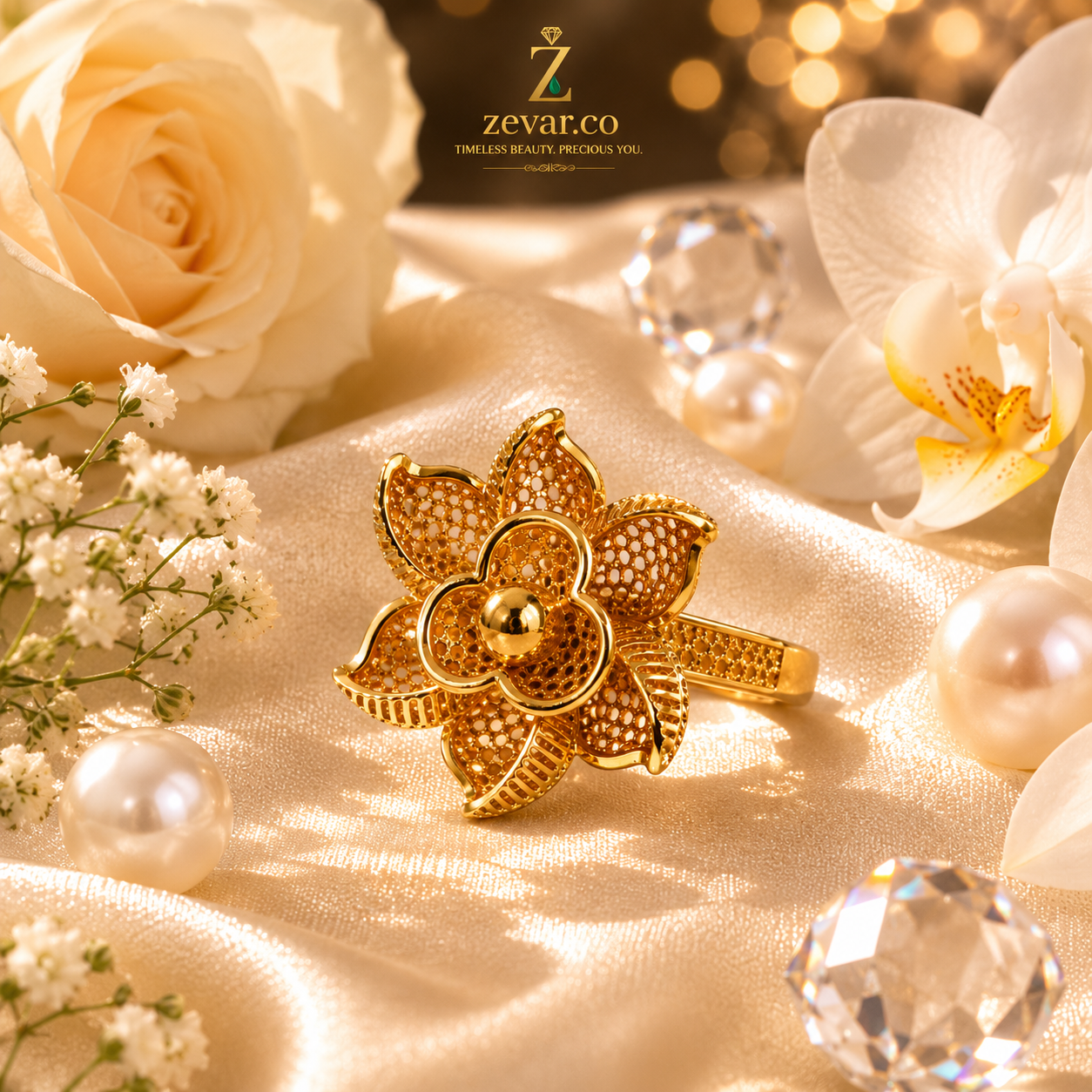 Luxury Floral Filigree Ring