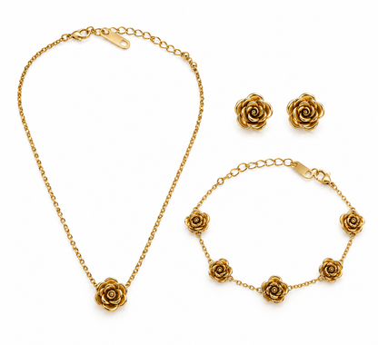 Golden rose jewelry set