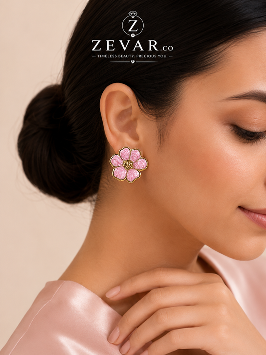 Blush Bloom Floral Stud Earrings | Zevar Co.