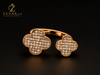 Crystal Clover Open Ring - Gold Tone | Zevar Co.