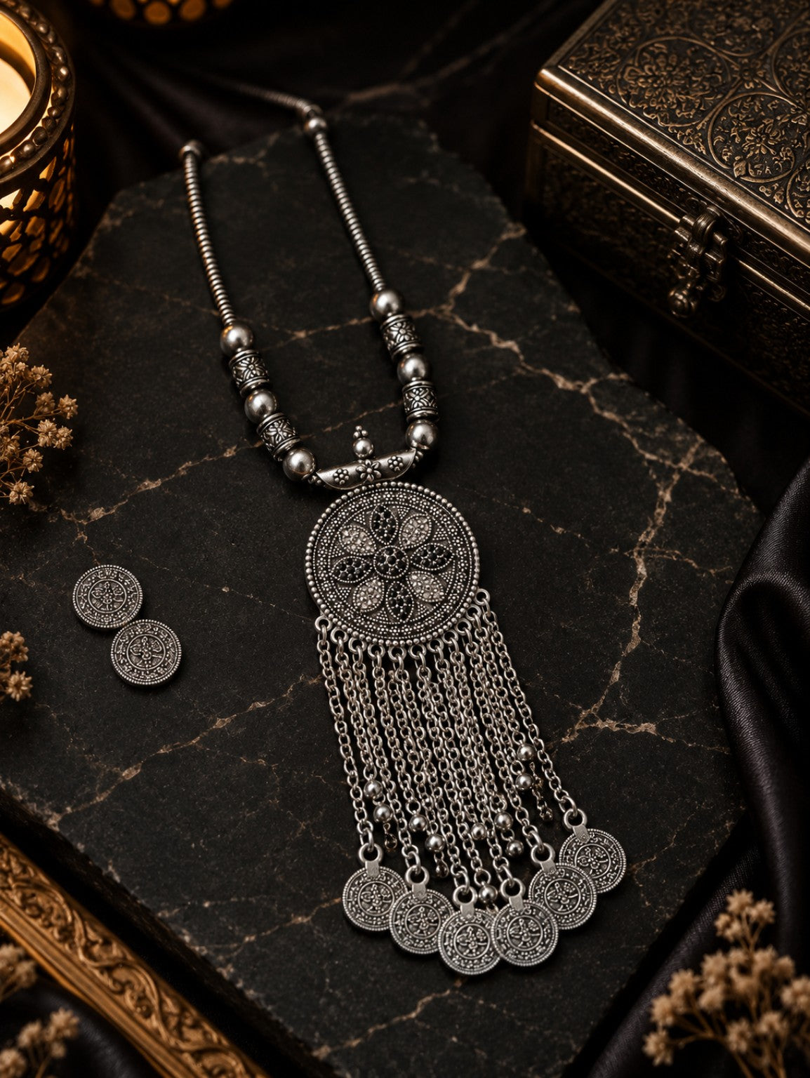 Antique Silver Heritage Necklace Set