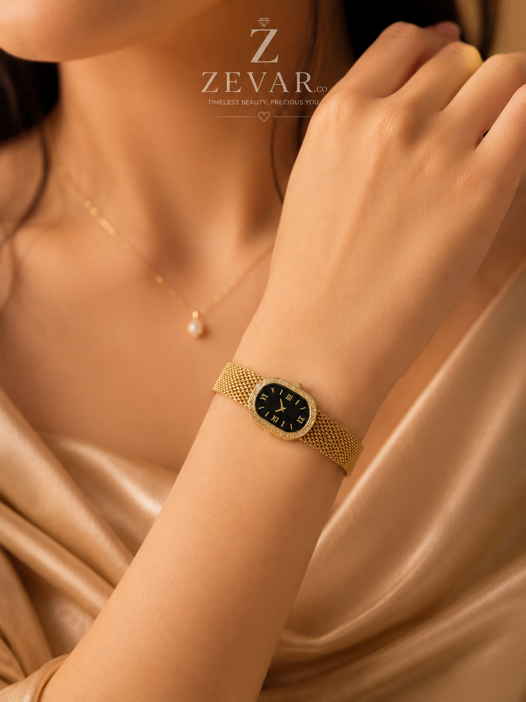 Vintage Gold Mesh Bracelet Watch | Zevar Co.