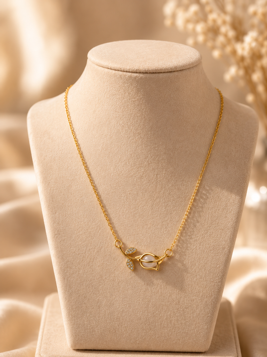 Intertwined Leaf Pendant Necklace