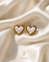Pearl Heart Stud Earrings | Stainless Steel | Zevar Co.