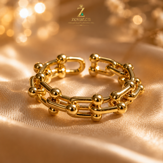 Luxury Gold Chain Link Open Ring | Zevar Co.